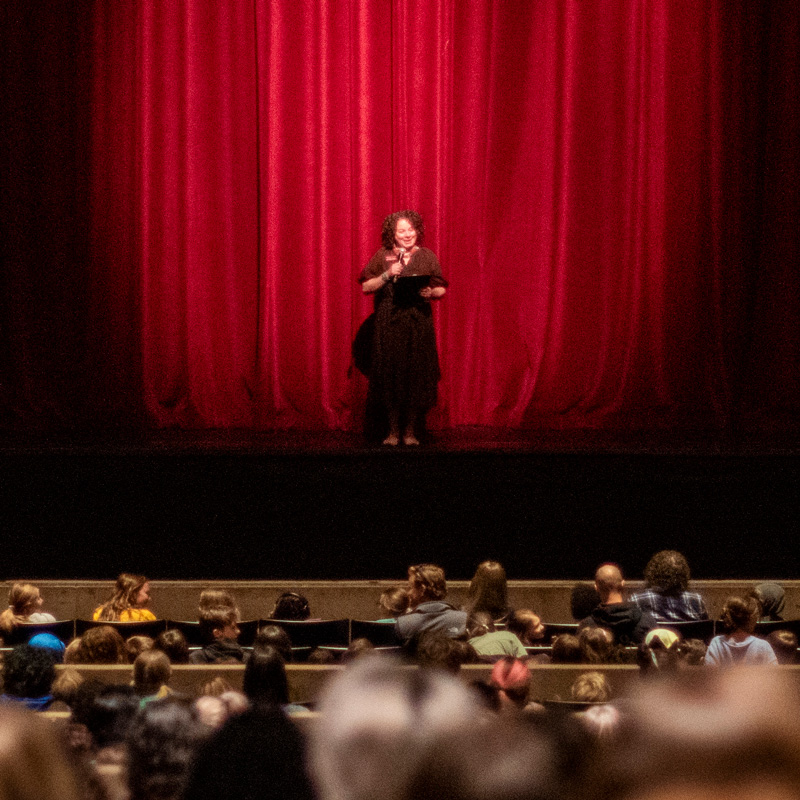 Elizabeth Gittens, director of education and engagement for the Fine Arts Center, welcomed more than 800 students to the Ballet Hispánico performance on Oct. 3. 