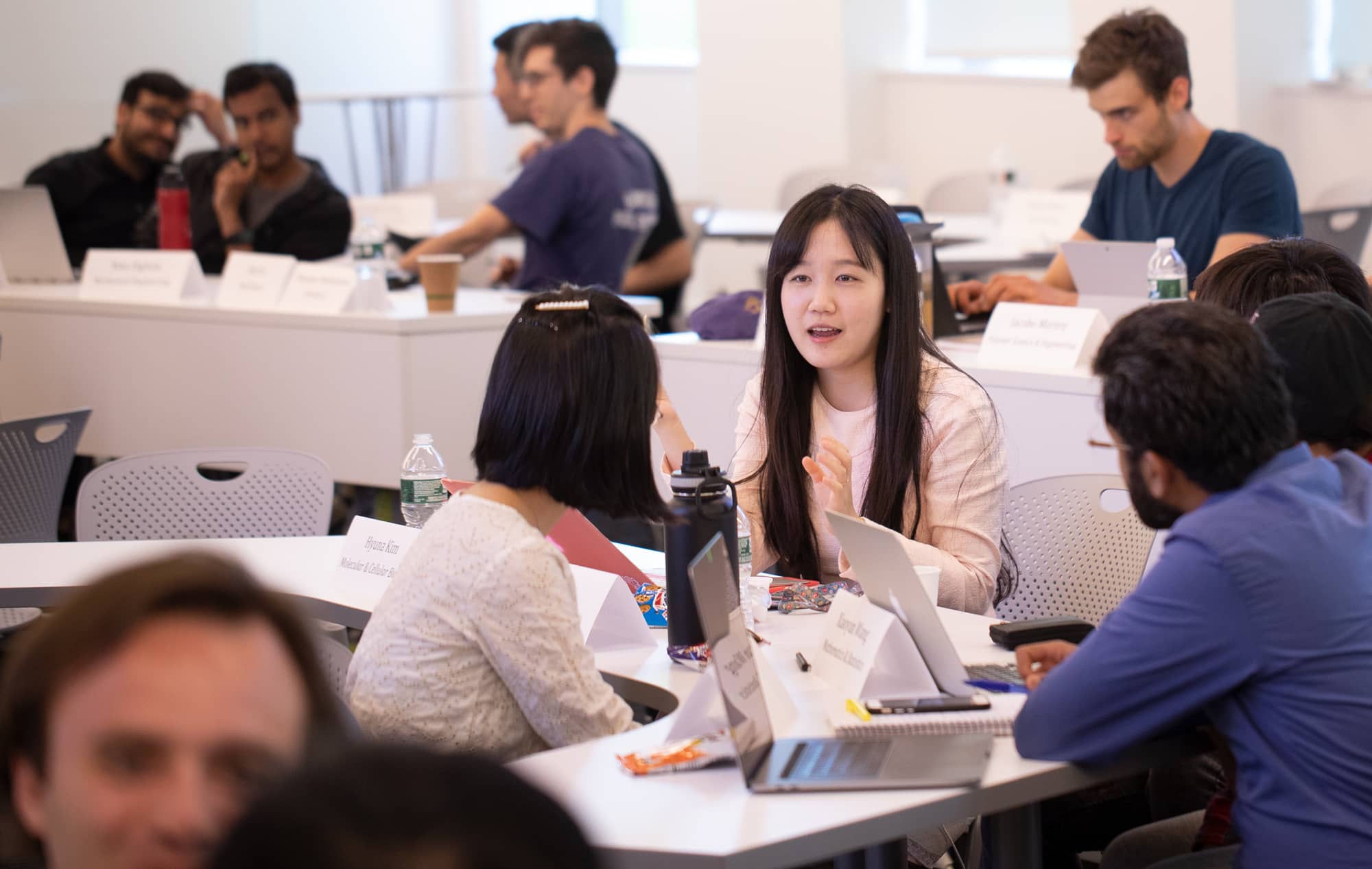 Students having a discussion in class