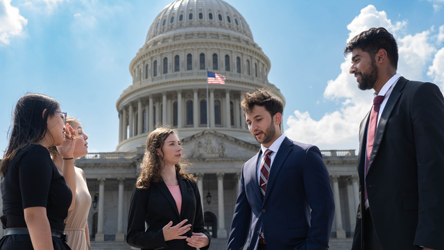 UMass Amherst students in front of the Capitol in Washington D.C.