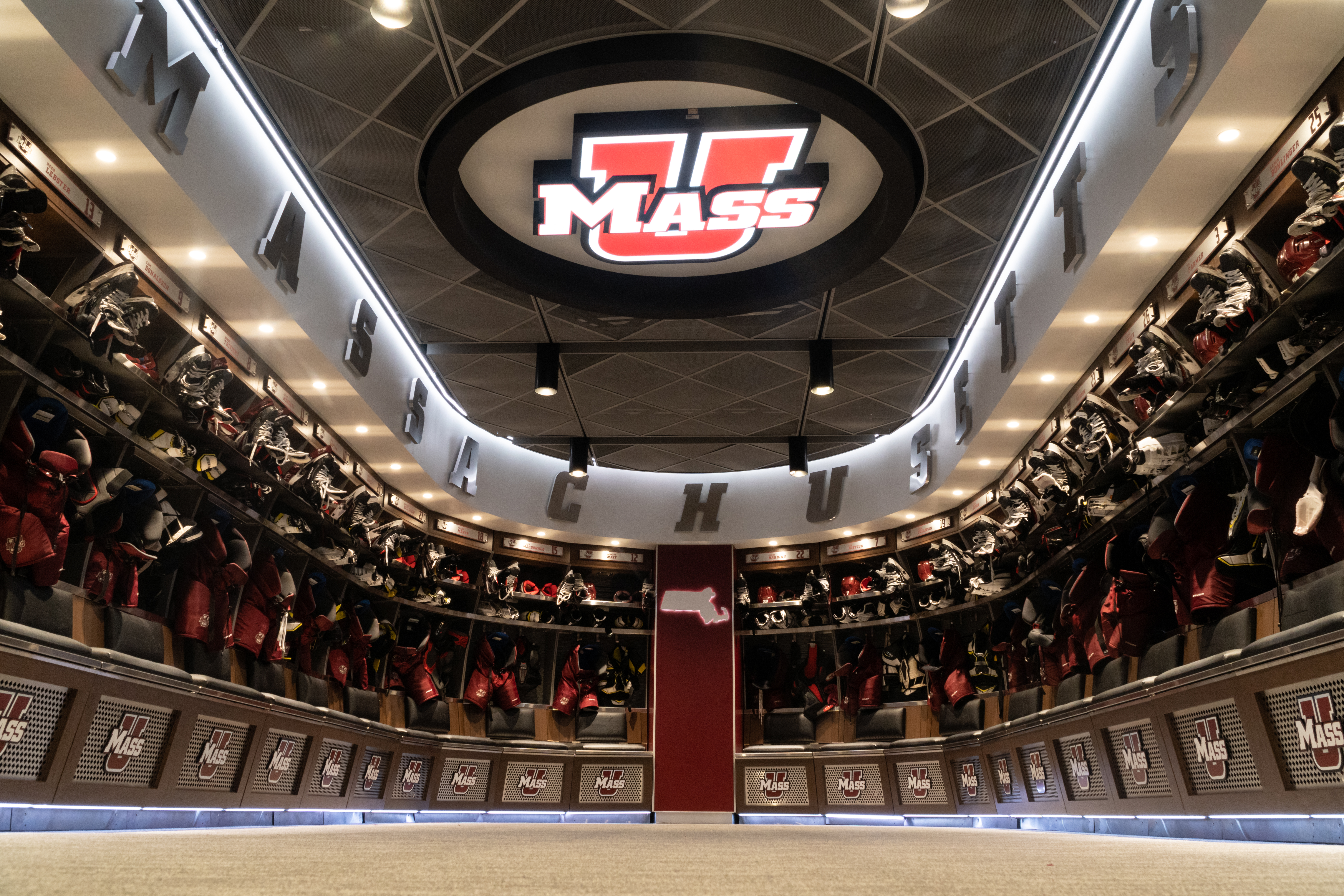 UMass hockey locker room