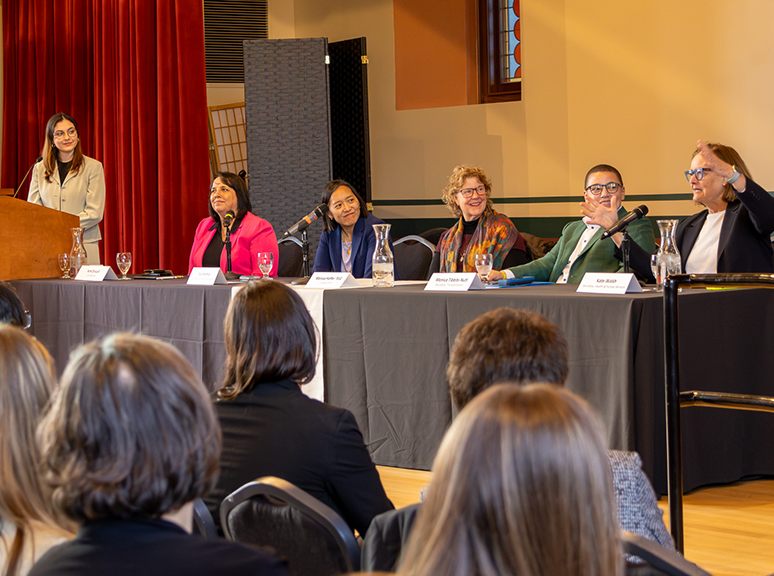 Kate Walsh, Secretary of the Massachusetts Executive Office of Health and Human Services, speaks at the 2024 UWiL Fireside Chat