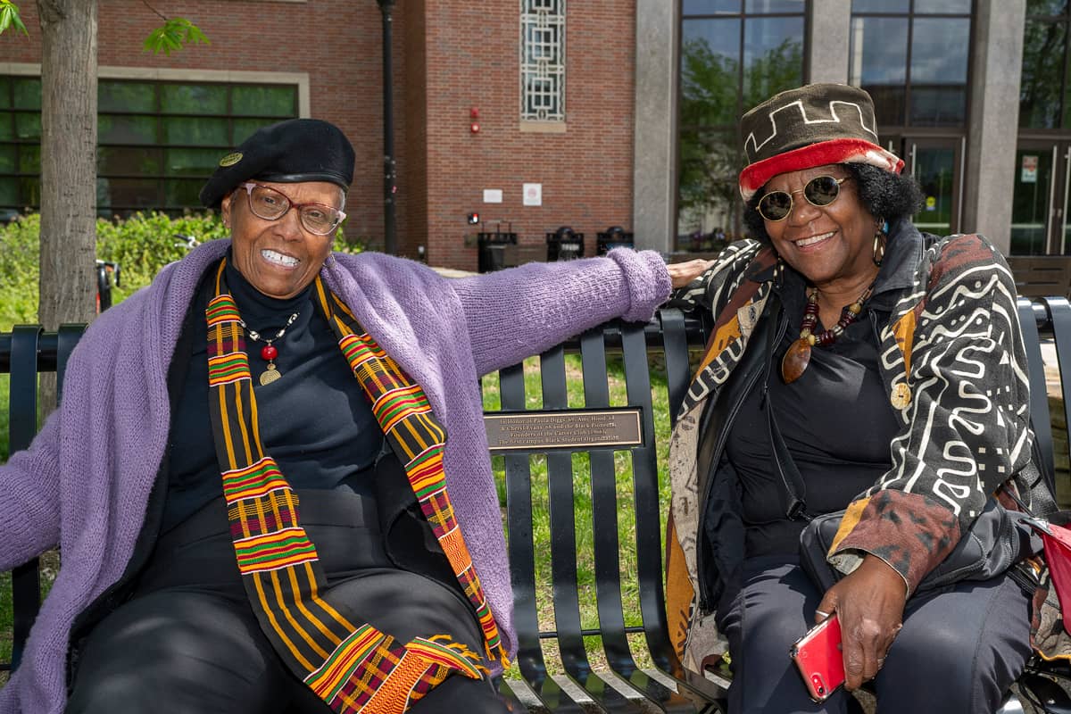 Cheryl Evans ’68 and Francine Pope ’70 were among five Black Pioneers who attended this spring’s dedication ceremony honoring those who helped transform UMass Amherst through advocacy and community building. 