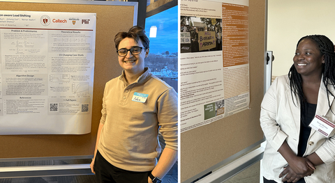 Adam Lechowicz, right, and Teniel Rhiney, left, presenting their ELEVATE research.