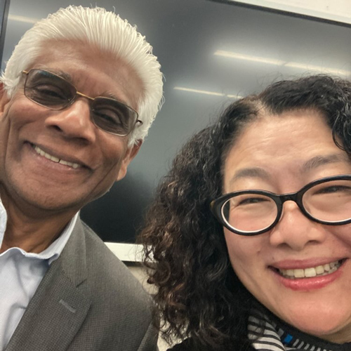 Anne Soon Choi MA’00 and Mariappan “Jawa” Jawaharlal PhD’94 meet up at California State University, Northridge (CSUN).