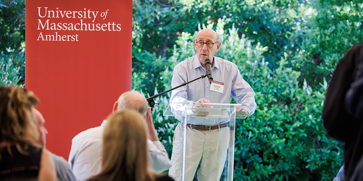 Distinguished alumnus Ken Feinberg ’67, ’02 Hon. speaks to guests at an event on Martha’s Vineyard highlighting the legacy of Daniel Ellsberg, America’s most famous whistleblower and an ardent peace activist.